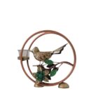 Handcrafted metal T-light candle holder with bird design