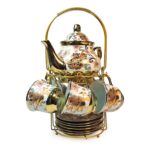 Ceramic tea set with gold floral design luxury finish