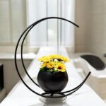 Black geometric metal flower vase modern home decor