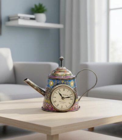 Kettle shaped table clock decorative showpiece for living room