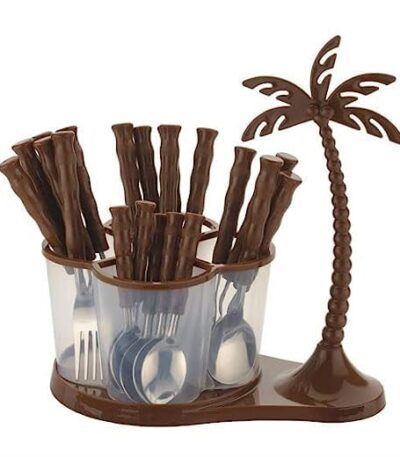 Stainless steel cutlery set with storage box for kitchen organization