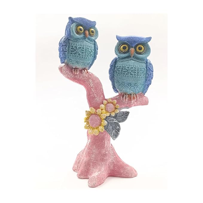Cute Owl Pair Sitting On Tree Decorative Showpiece for Home Decor Owl couple figurine on tree branch for elegant home decoration