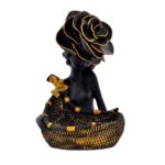 Elegant lady figurine holding basket for living room decoration
