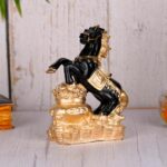 Elegant horse showpiece for home decor placed on modern living room shelf