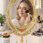 Classic tabletop vanity mirror with stand for makeup and grooming