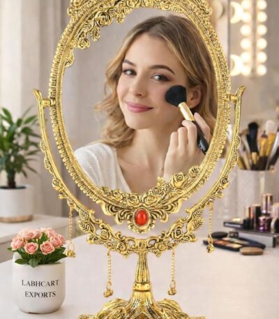 Classic tabletop vanity mirror with stand for makeup and grooming