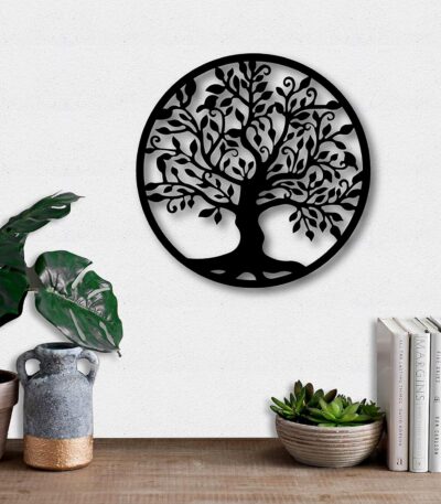 Artistic tree MDF cutout wall decor for living room interior styling