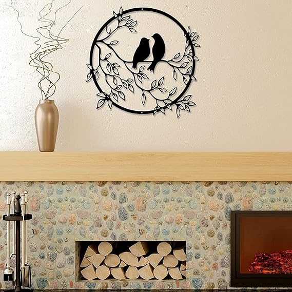 Elegant Iron Bird on Tree Branch Metal Wall Art Modern metal bird wall art for home and office decor