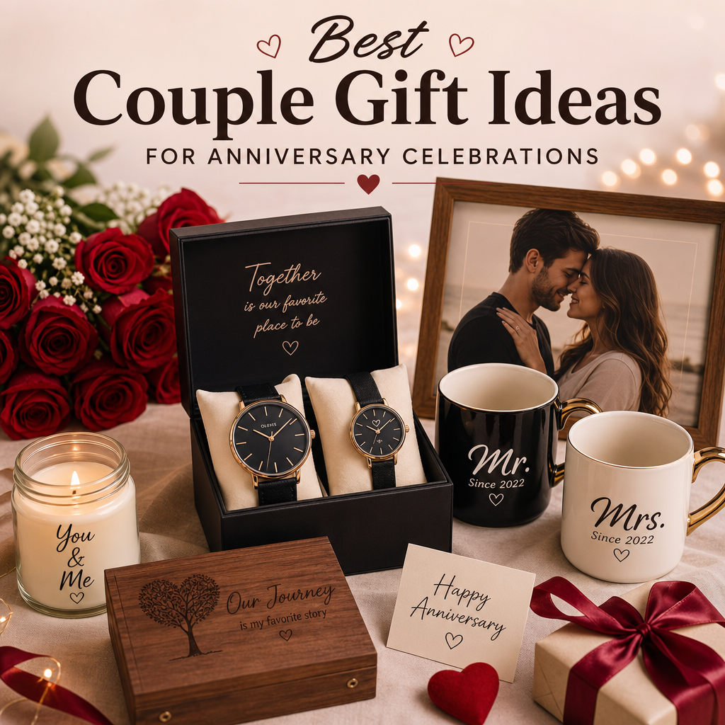 Romantic anniversary gift ideas: watches, mugs, candles, and personalized keepsakes for couples