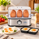 Super Egg Boiler electric egg cooker with transparent lid and stainless steel body