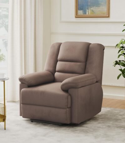 Musca 1 Seater Fabric Recliner in Brown for Modern Living Room
