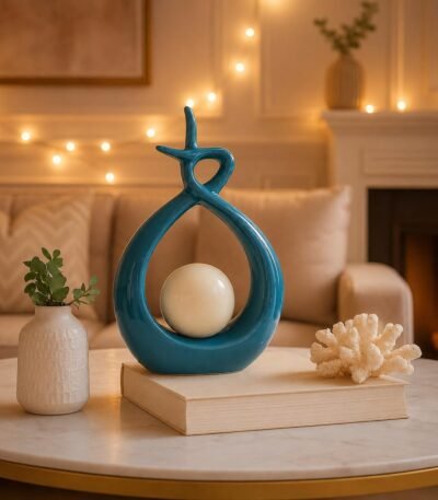 Beautiful Ceramic Spiral Design Statue for modern home decoration