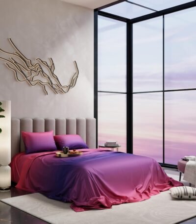 Pink Super King Bedsheet with 2 Pillow Covers