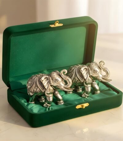 Pure silver plated elephant idol for home décor