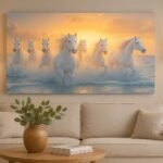 7 horse Vastu sunrise canvas painting for home décor