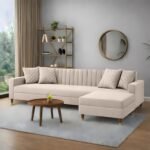 Modern Four Seater L Shaped Sofa Set with Cushions Front View