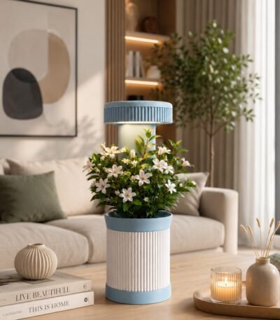 Smart planter with grow light and self-watering system